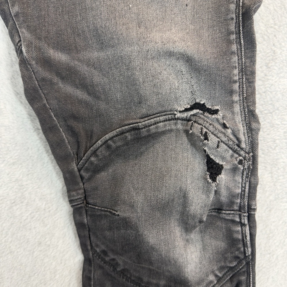 G-Star Raw 5620 3D Skinny‎ Jeans Mens 36x32 Black Distressed Stretch Rocker Moto - Picture 3 of 16